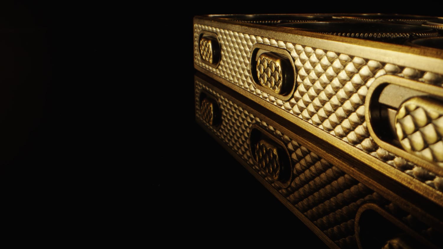 Close-up of the side wall with slider slots and dragon-scale texture